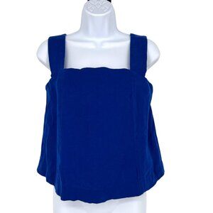 Madewell Curved-Neck Shell Tank Top Blue Linen Sleeveless Blue Size 00 NWT